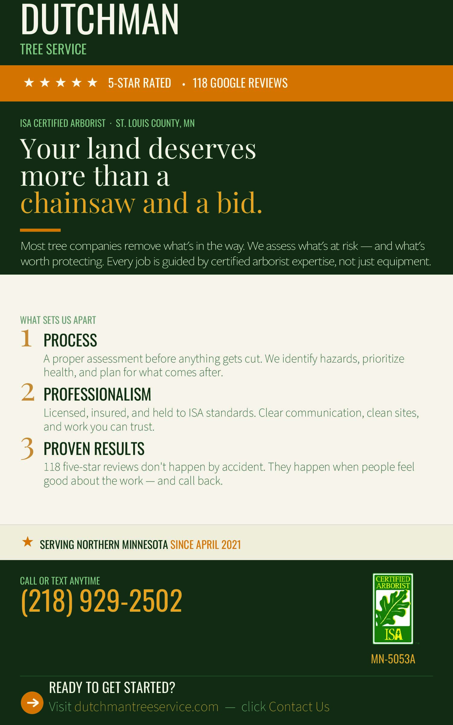 Dutchman Tree Service - Full Page Ad